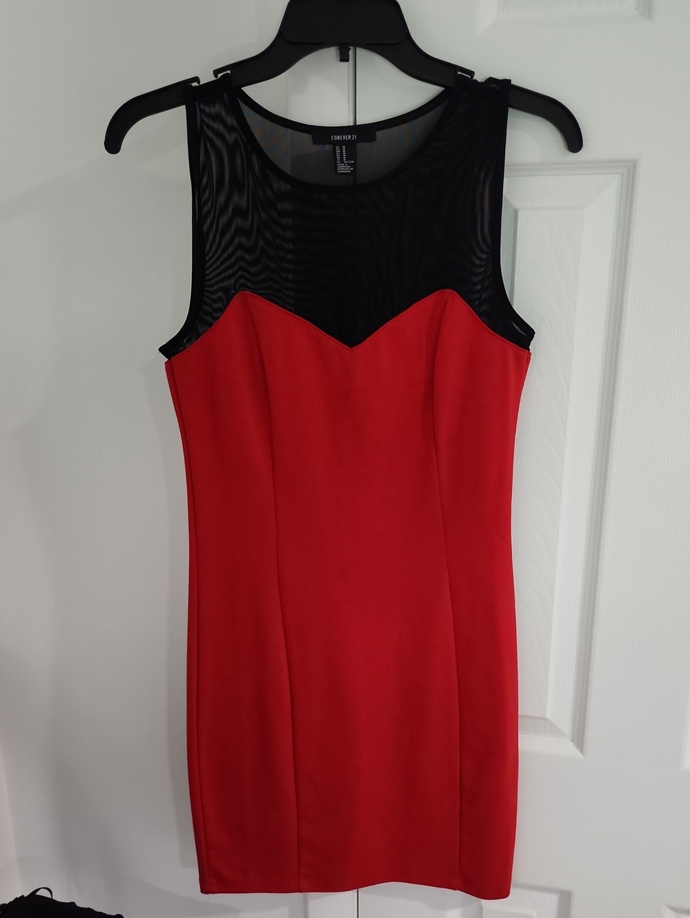 Forever 21 Red Dress with Black Mesh Yoke